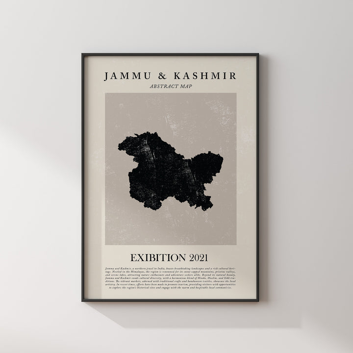 Jammu & Kashmir Map Vintage Abstract Wall Art Print India Travel Poster
