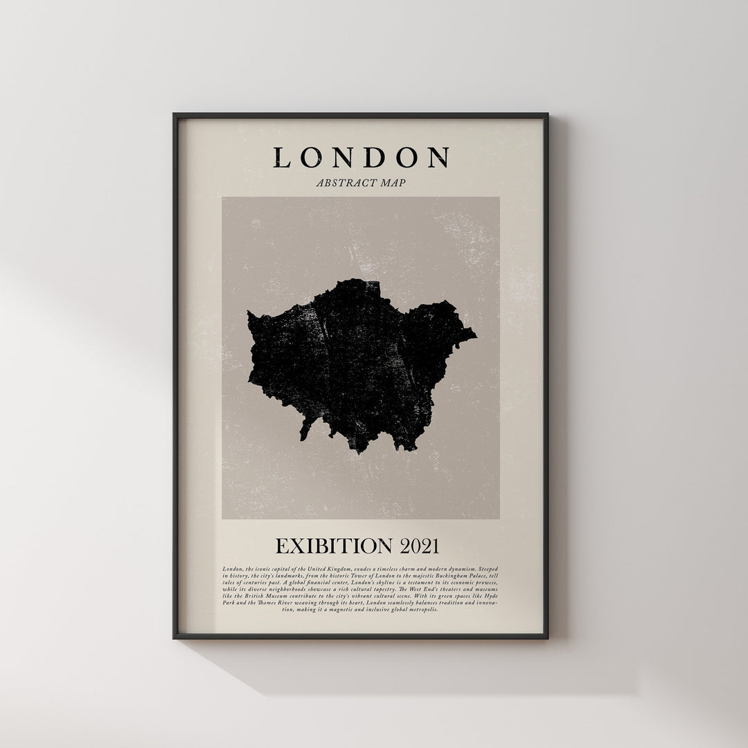 London Map Vintage Abstract Wall Art Print United Kingdom Travel Poster