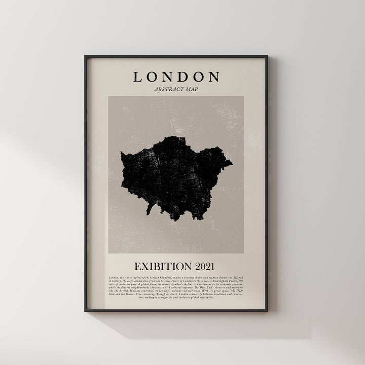 London Map Vintage Abstract Wall Art Print United Kingdom Travel Poster