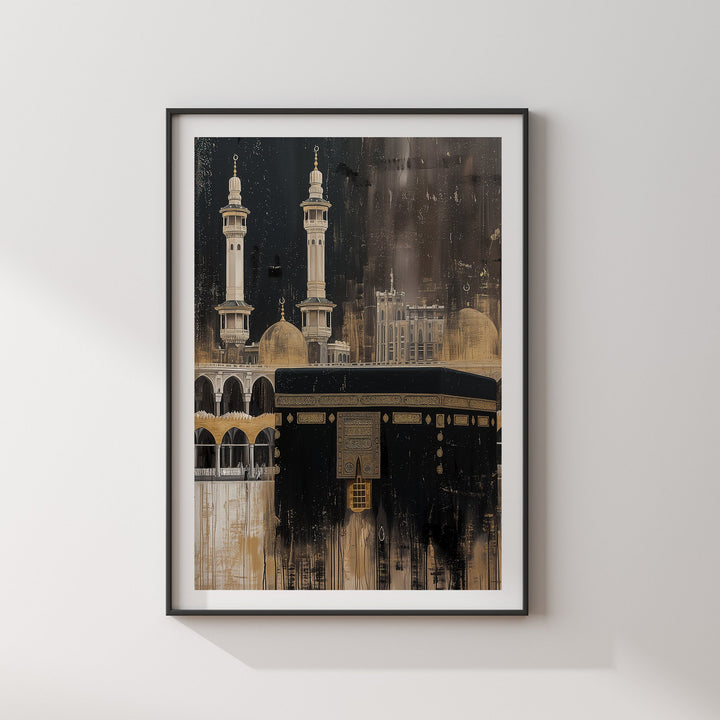 Kaaba Abstract Painting Islamic Wall Art Print | Masjid Al Haram Grand Mosque Mecca | 2024 Edition