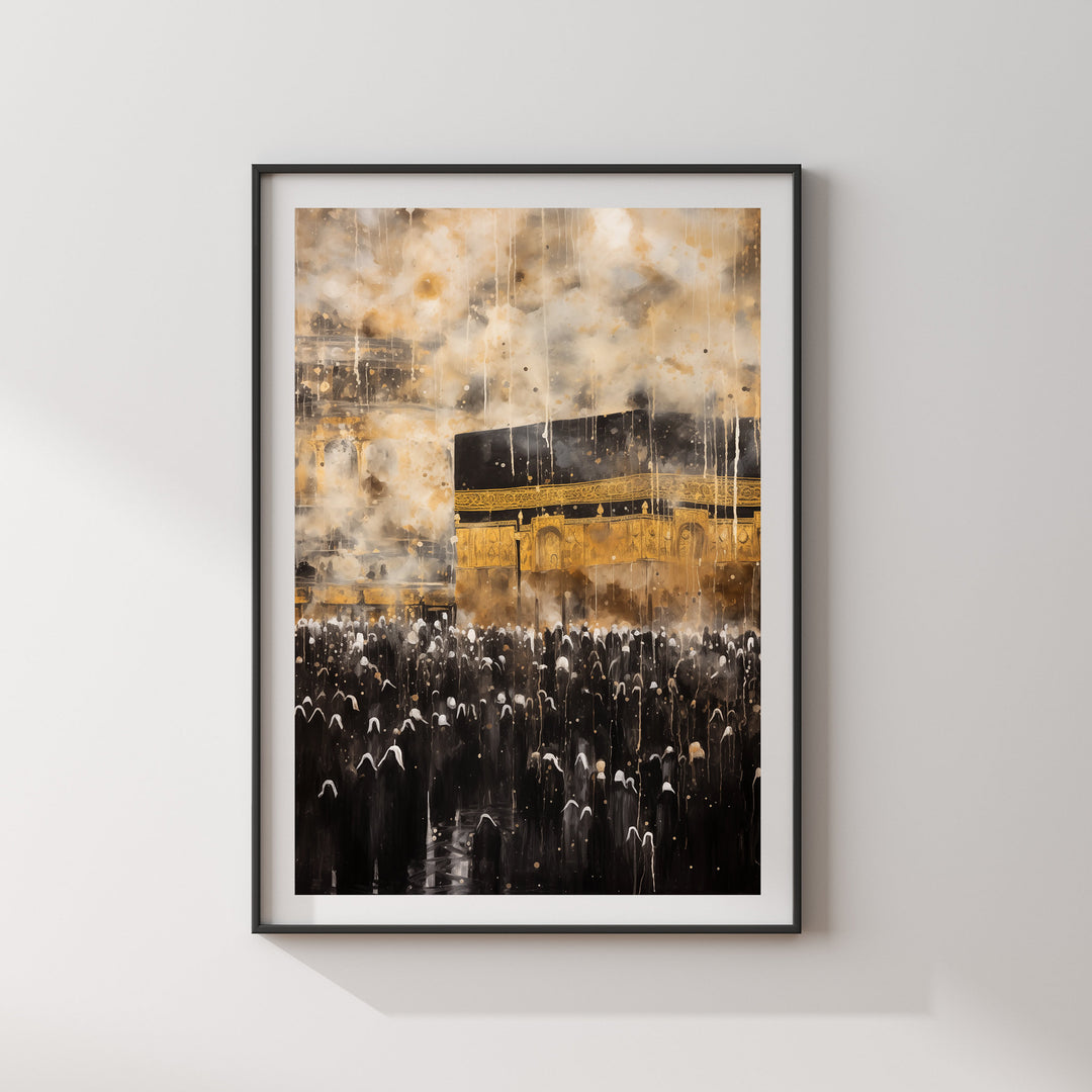 Kaaba Painting Islamic Wall Art Print | Masjid Al Haram Grand Mosque Mecca | 2024 Edition