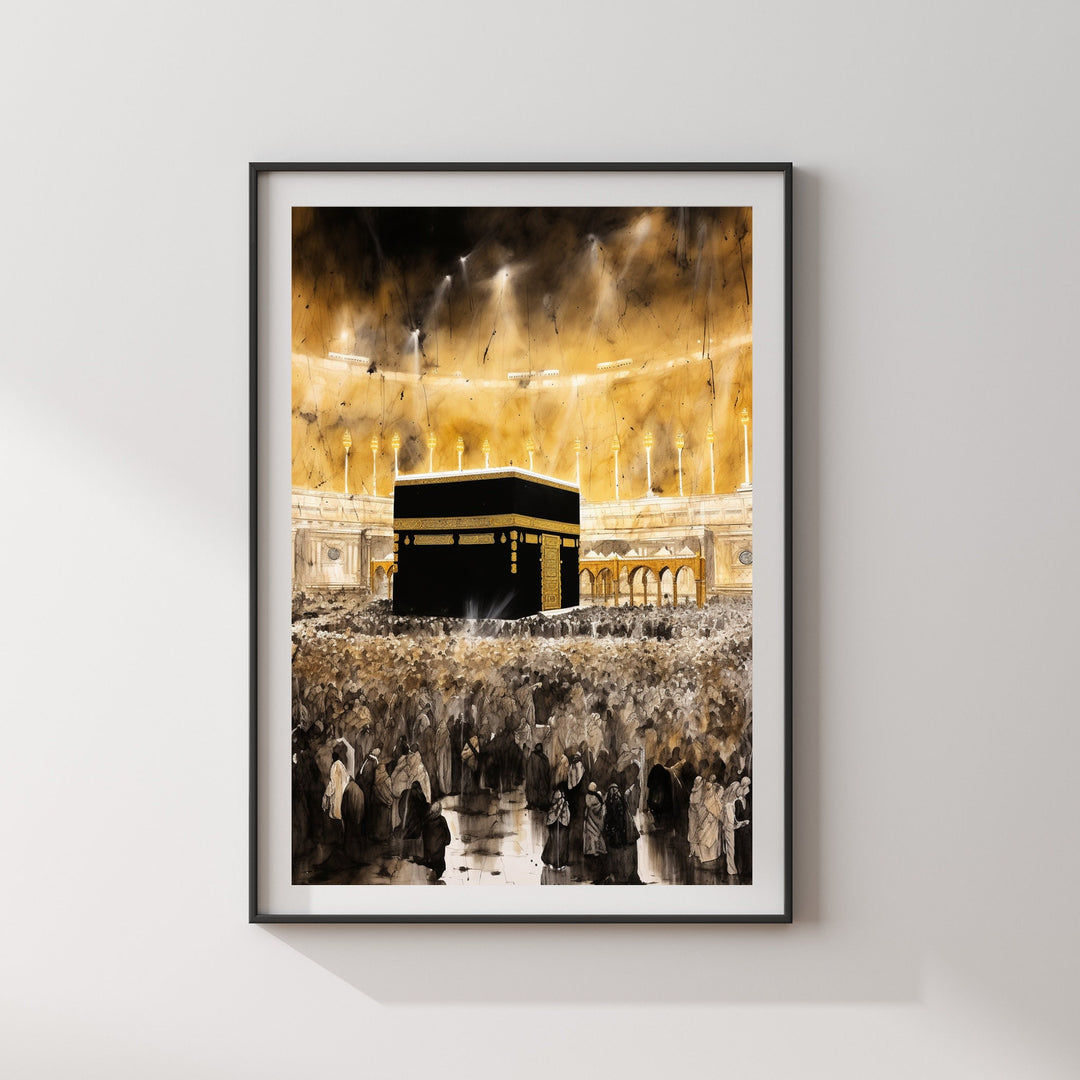 Kaaba Painting Islamic Wall Art Print | Masjid Al Haram Grand Mosque Mecca | 2024 Edition