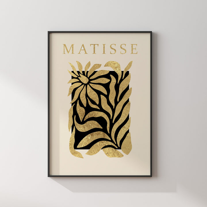 Matisse Inspired Abstract Real Metallic Gold Foil Wall Art Print of a Dancing Woman | Typography Quote Black and Gold Art