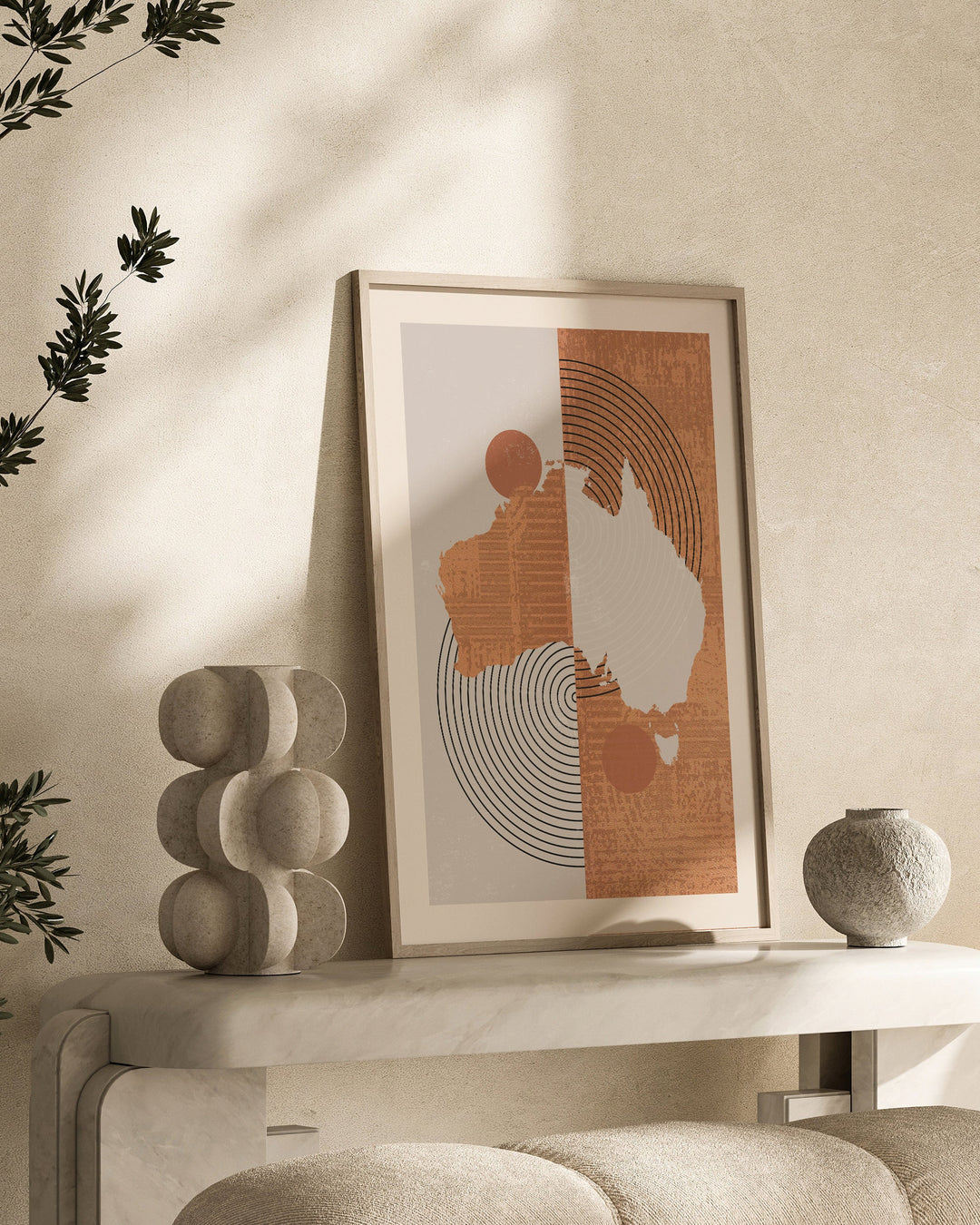 Australia Print Boho Map | Mid Century Australia Wall Art Print