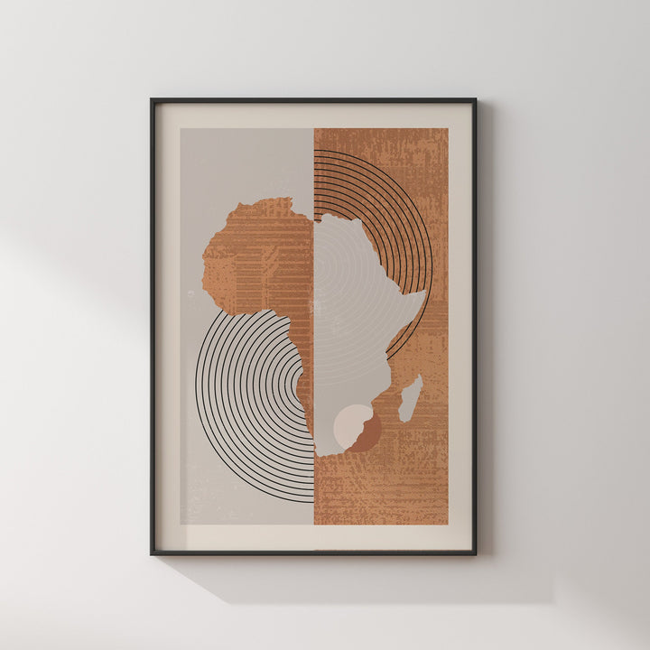 Africa Map Print | Boho Mid Century Africa Wall Art Print