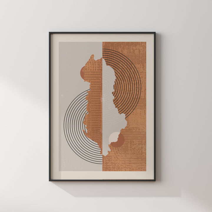 Boho Albania Map | Mid Century Albania Wall Art Print