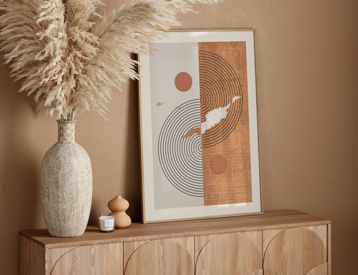 Boho Anguilla Map | Mid Century Anguilla Wall Art Print