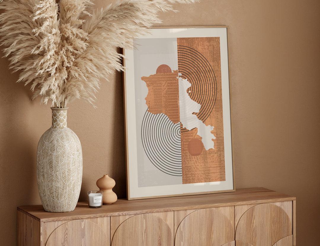 Boho Armenia Map | Mid Century Armenia Wall Art Print
