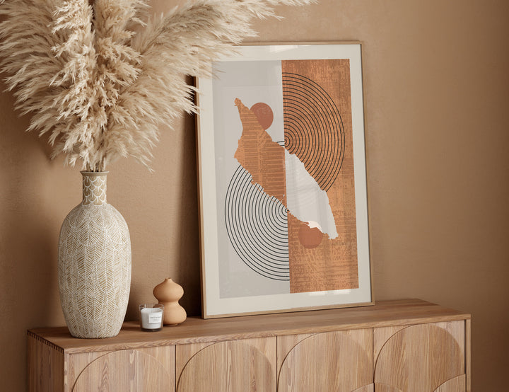 Boho Aruba Map | Mid Century Aruba Wall Art Print
