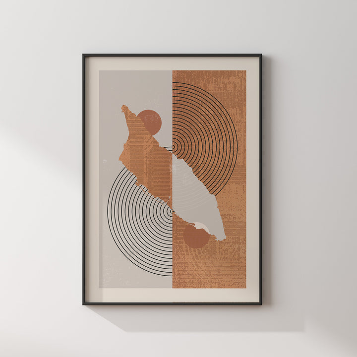 Boho Aruba Map | Mid Century Aruba Wall Art Print