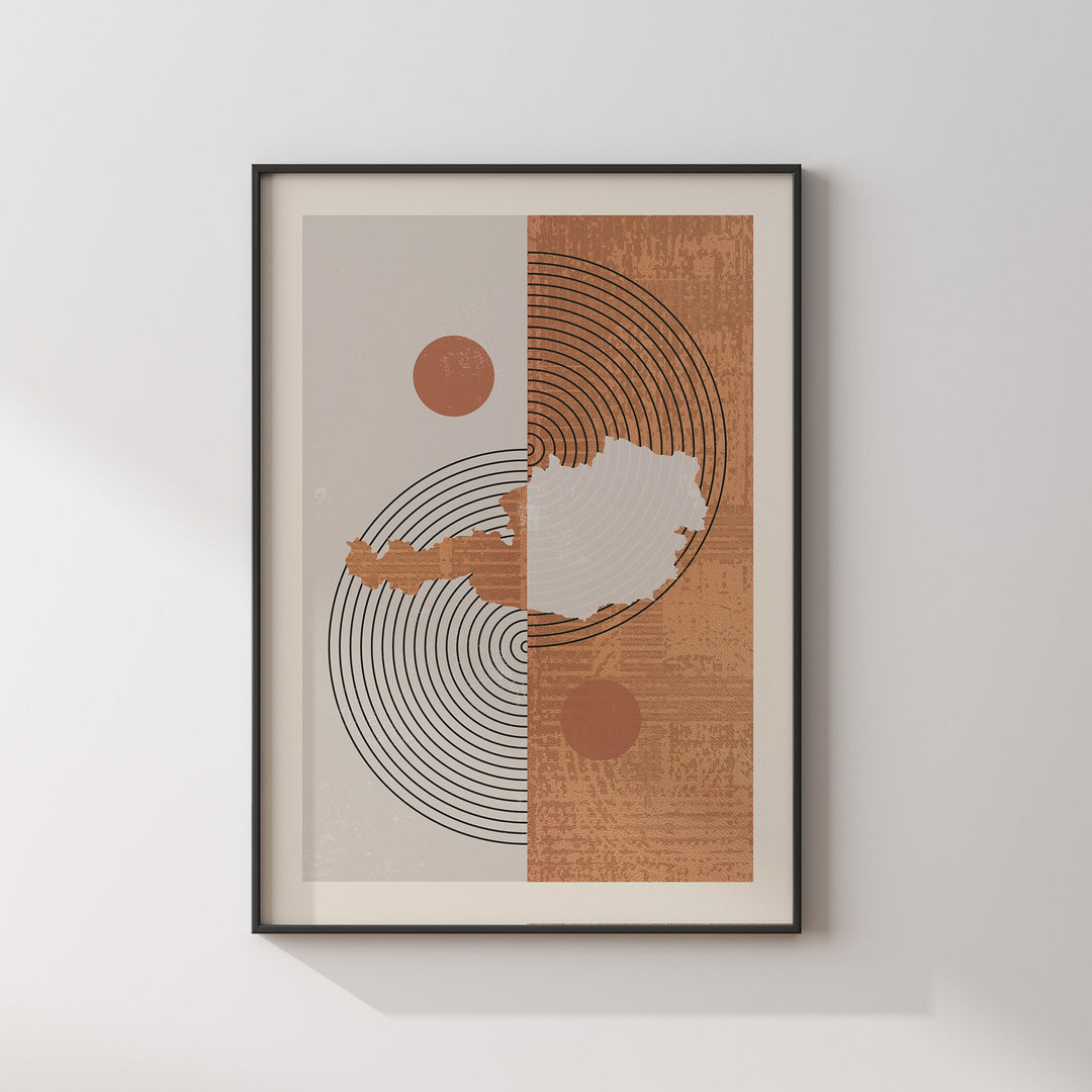 Boho Austria Map | Mid Century Austria Wall Art Print