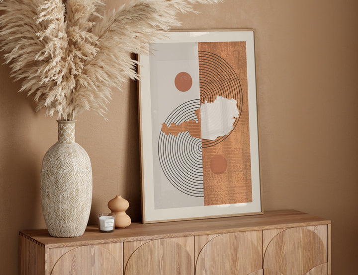 Boho Austria Map | Mid Century Austria Wall Art Print