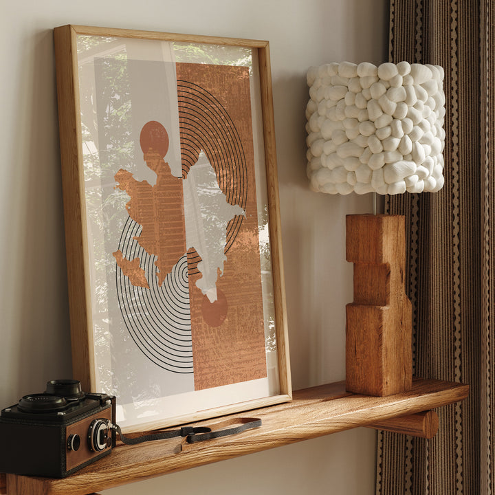 Boho Azerbaijan Map | Mid Century Azerbaijan Wall Art Print
