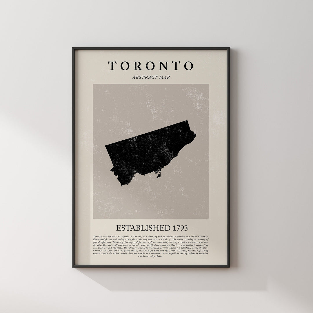 Toronto Map Vintage Abstract Wall Art Print Canada Travel Poster