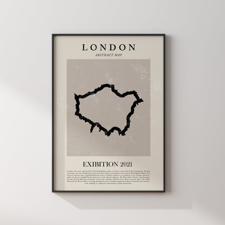 London Map Vintage Abstract Wall Art Print United Kingdom Travel Poster