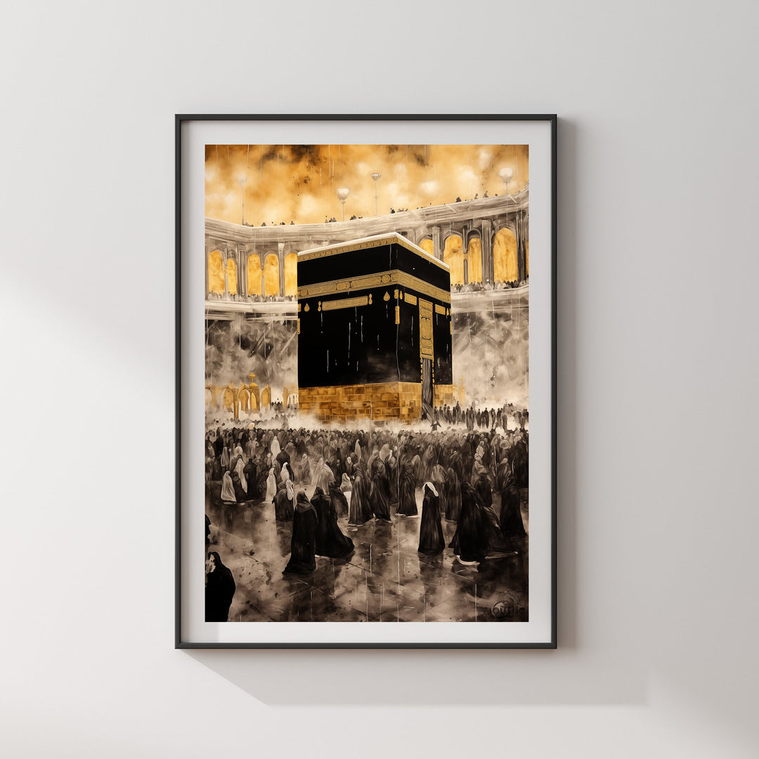 Kaaba Painting Islamic Wall Art Print | Masjid Al Haram Grand Mosque Mecca | 2024 Edition