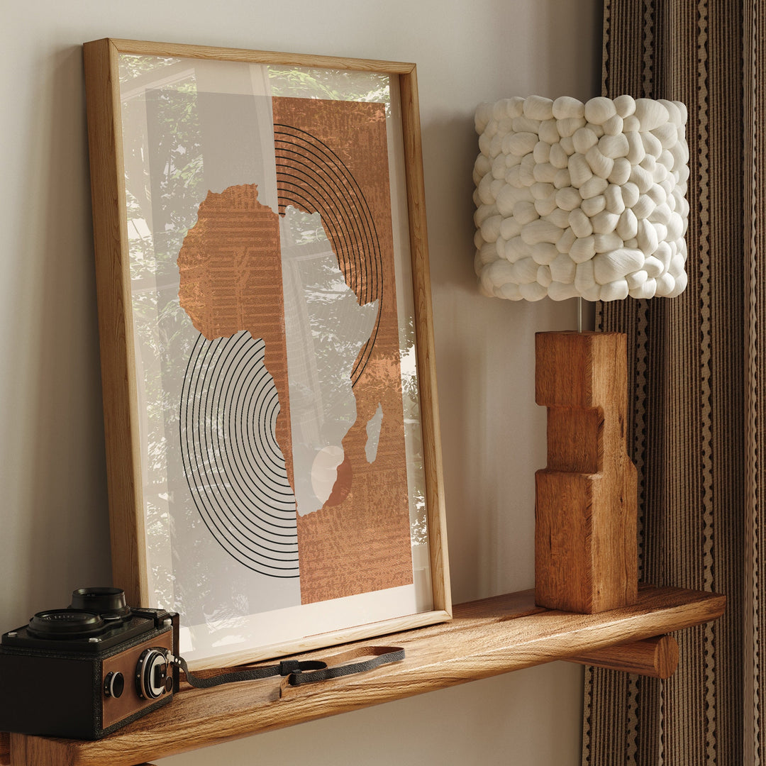 Africa Map Print | Boho Mid Century Africa Wall Art Print