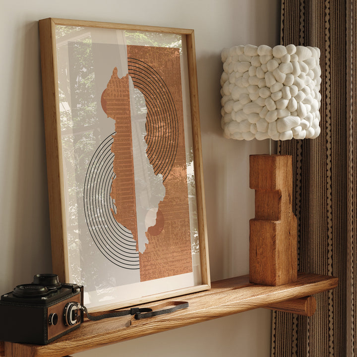 Boho Albania Map | Mid Century Albania Wall Art Print
