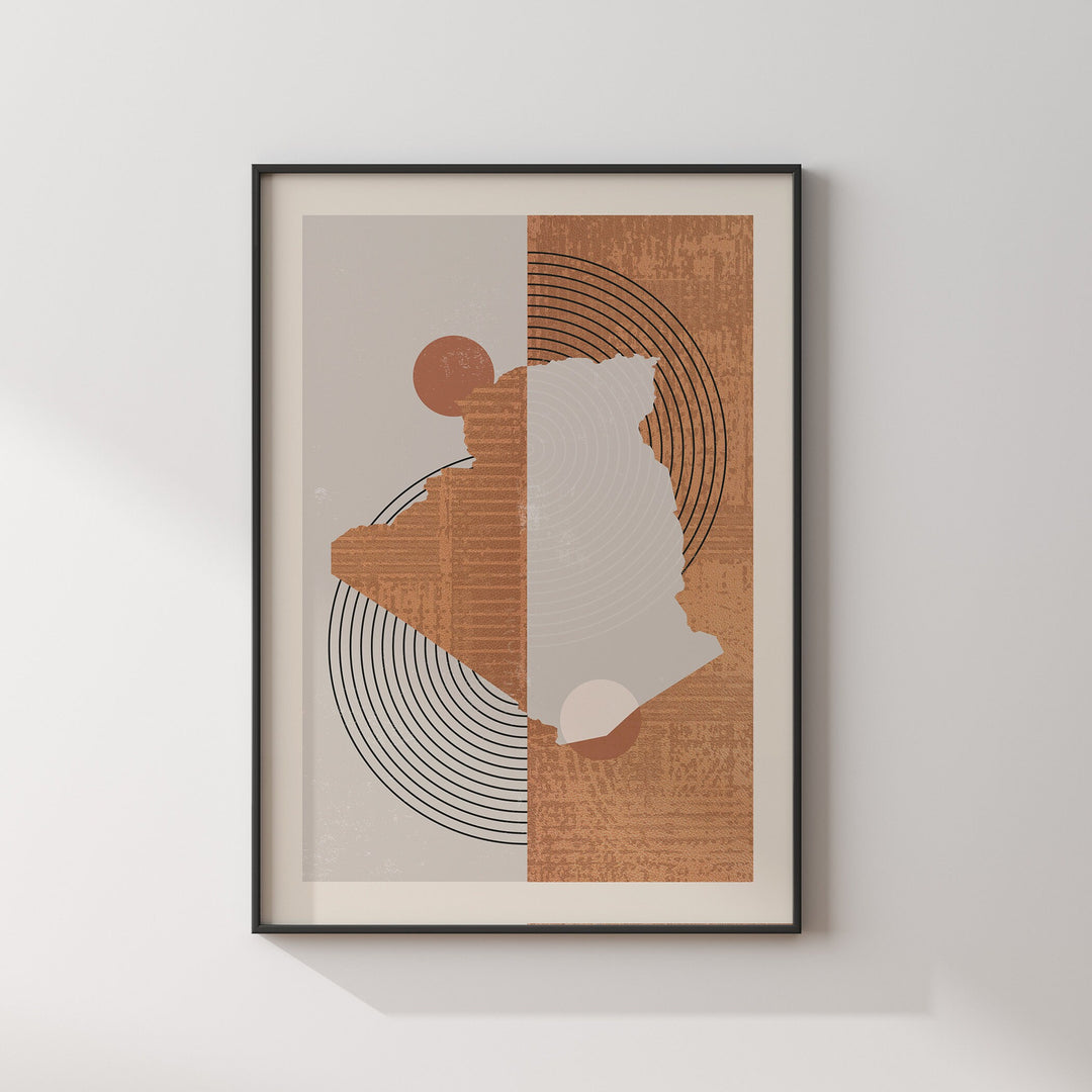 Boho Algeria Map | Mid Century Algeria Wall Art Print