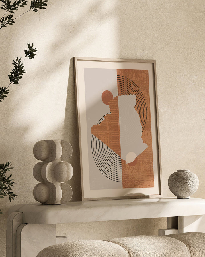 Boho Algeria Map | Mid Century Algeria Wall Art Print