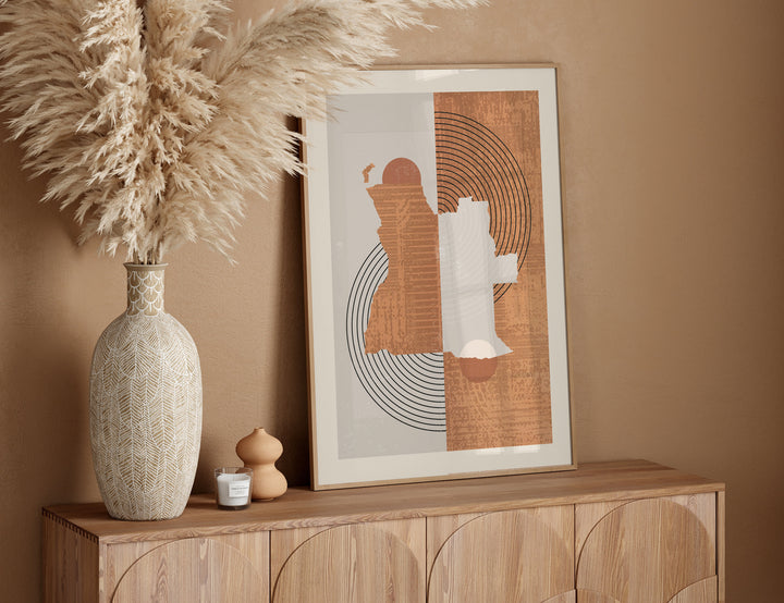 Boho Angola Map | Mid Century Angola Wall Art Print