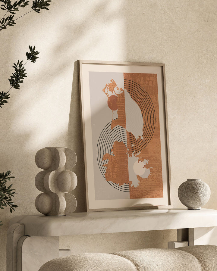 Boho Antigua and Barbuda Map | Mid Century Antigua and Barbuda Wall Art Print