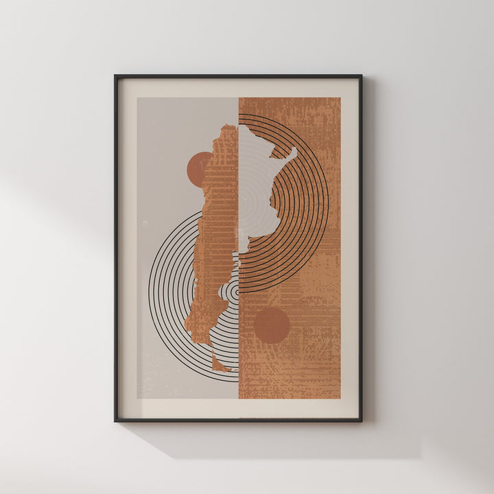 Boho Argentina Map | Mid Century Argentina Wall Art Print