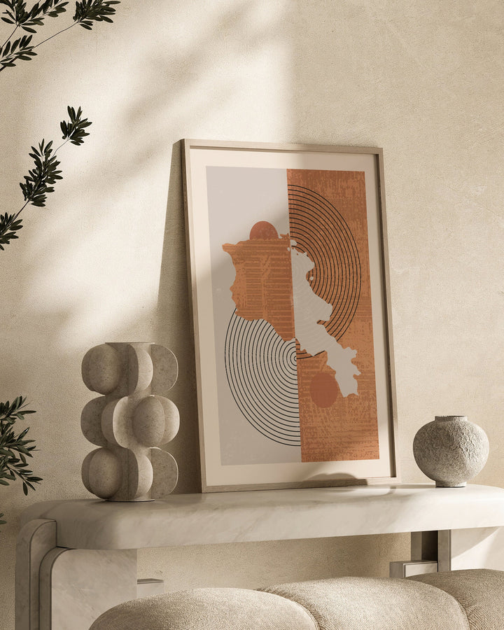 Boho Armenia Map | Mid Century Armenia Wall Art Print