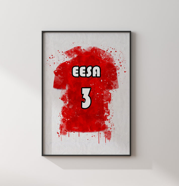 Set of 3 Personalised Childrens Islamic Wall Art Prints in Red & White Football Theme Morning Dua Sleeping Dua