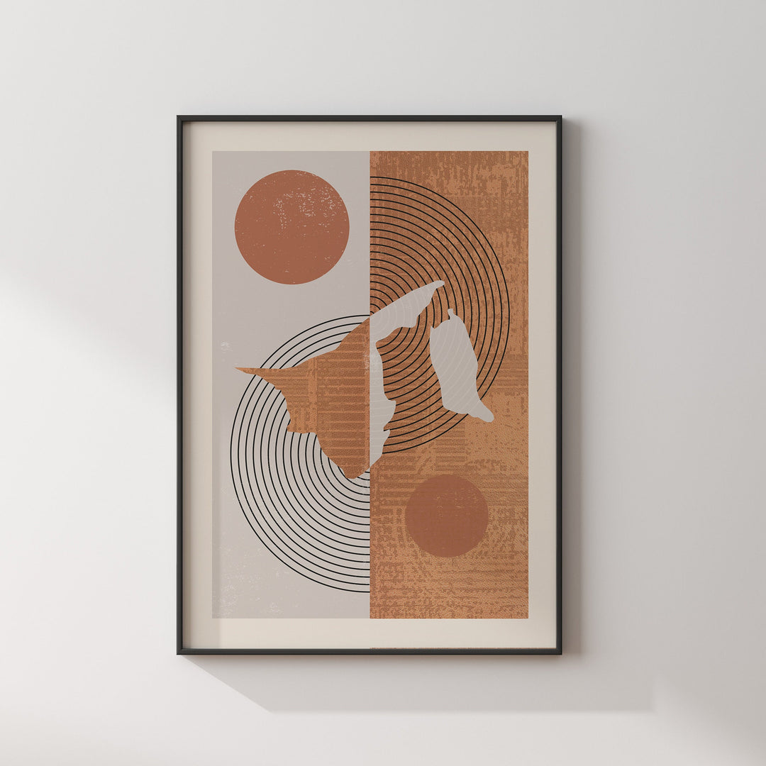Brunei Map Wall Art Print | Boho Mid Century