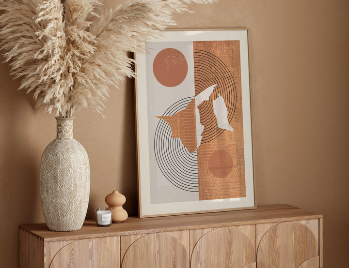 Brunei Map Wall Art Print | Boho Mid Century