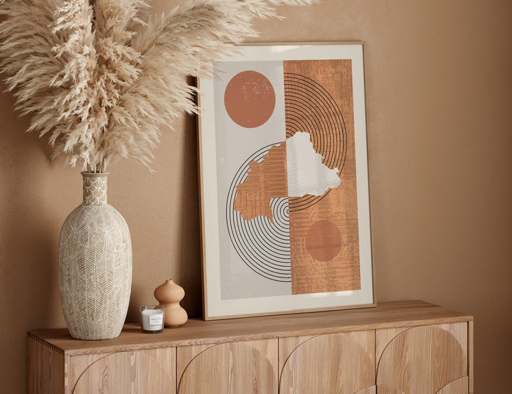 Burkina Faso Map Wall Art Print | Boho Mid Century
