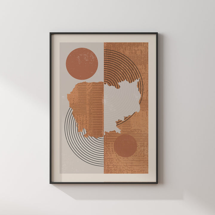 Cambodia Map Wall Art Print | Boho Mid Century