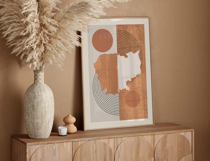 Cambodia Map Wall Art Print | Boho Mid Century