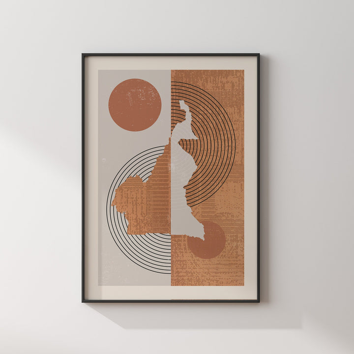 Cameroon Map Wall Art Print | Boho Mid Century