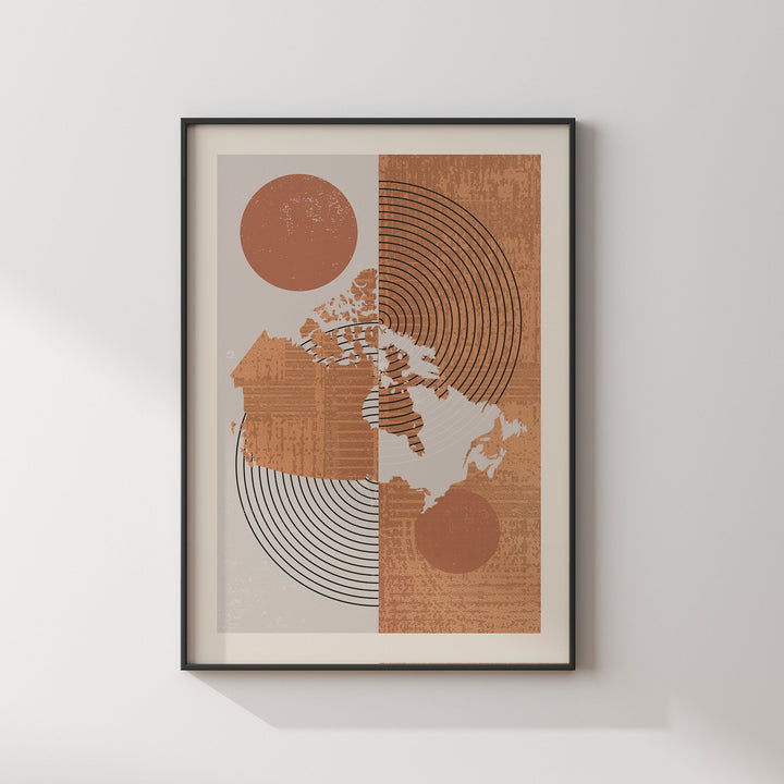 Canada Map Wall Art Print | Boho Mid Century