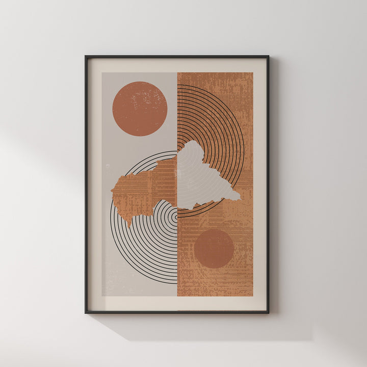 Central African Republic Map Wall Art Print | Boho Mid Century