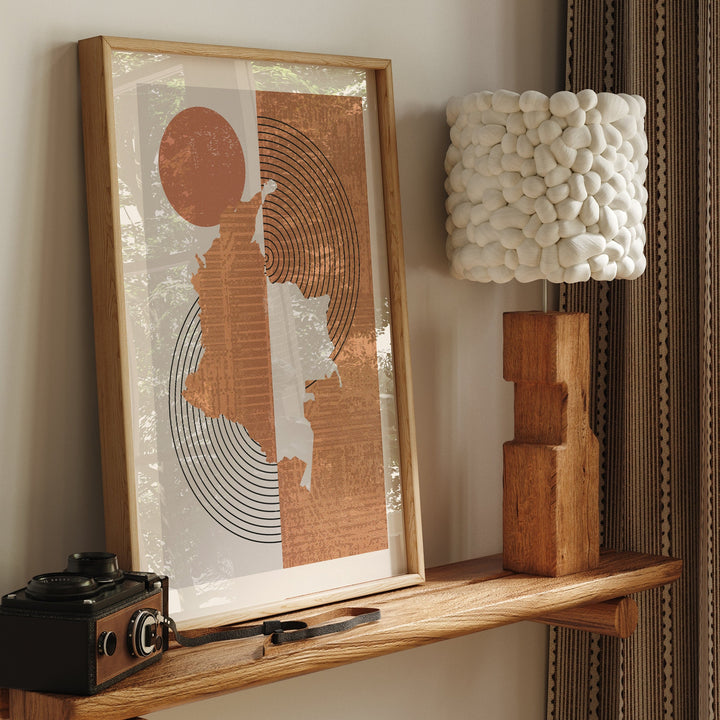 Colombia Map Wall Art Print | Boho Mid Century