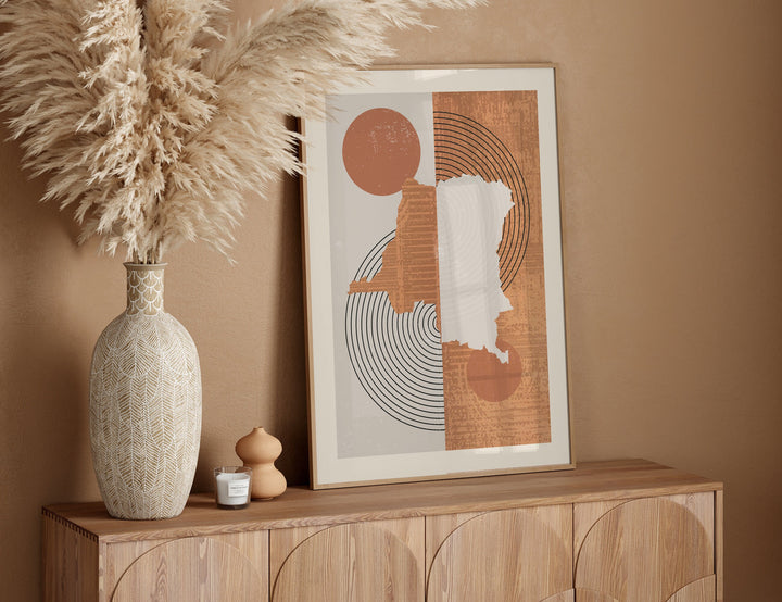 Congo Map Wall Art Print | Boho Mid Century