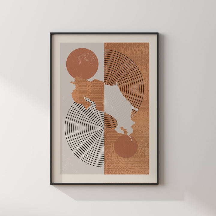 Costa Rica Map Wall Art Print | Boho Mid Century