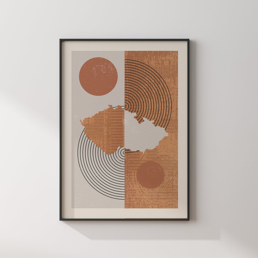 Czech Republic Map Wall Art Print | Boho Mid Century