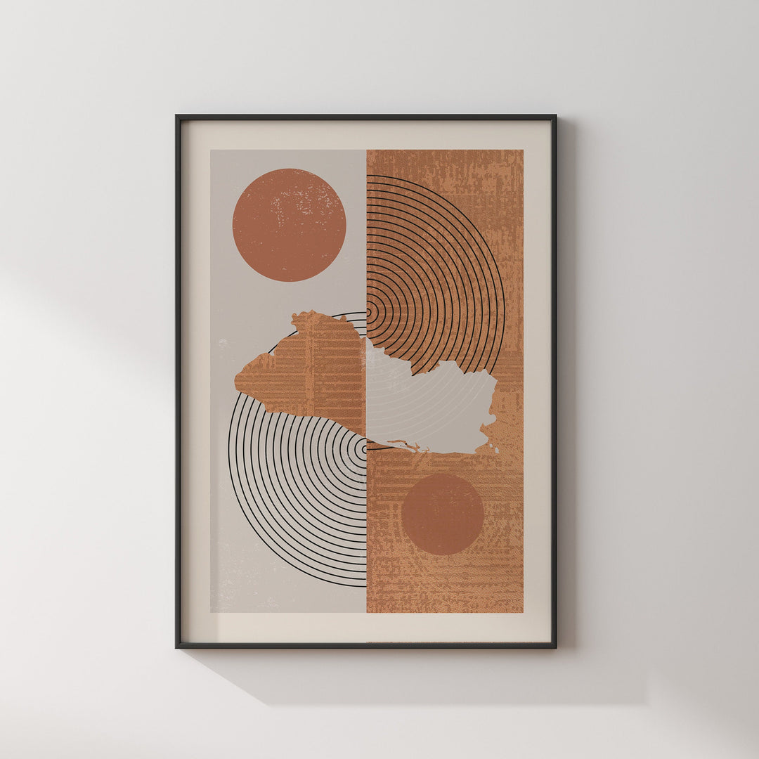 El Salvador Map | Boho Mid Century Bangladesh Wall Art Print
