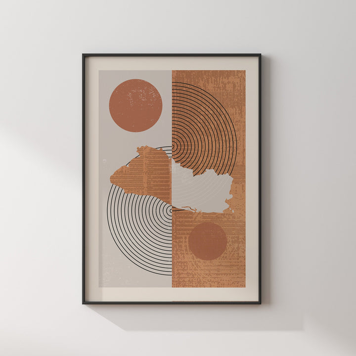 El Salvador Map | Boho Mid Century Bangladesh Wall Art Print
