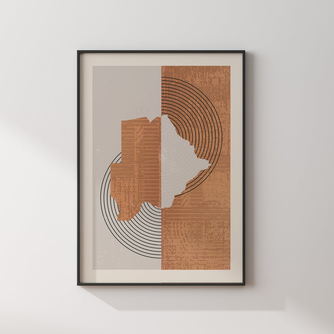 Botswana Map Wall Art Print | Boho Mid Century