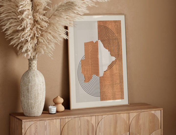 Botswana Map Wall Art Print | Boho Mid Century