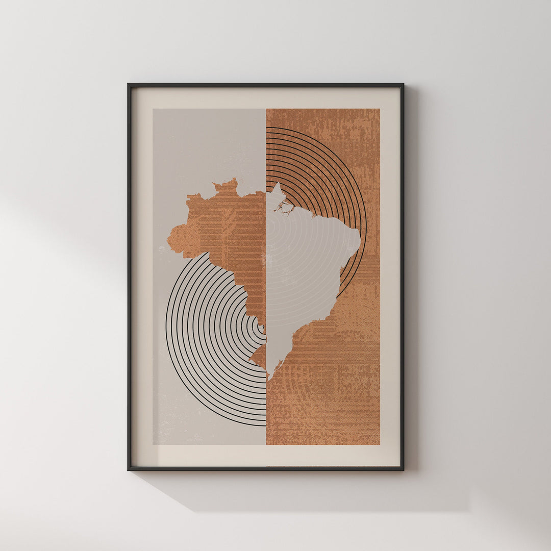 Brazil Map Wall Art Print | Boho Mid Century