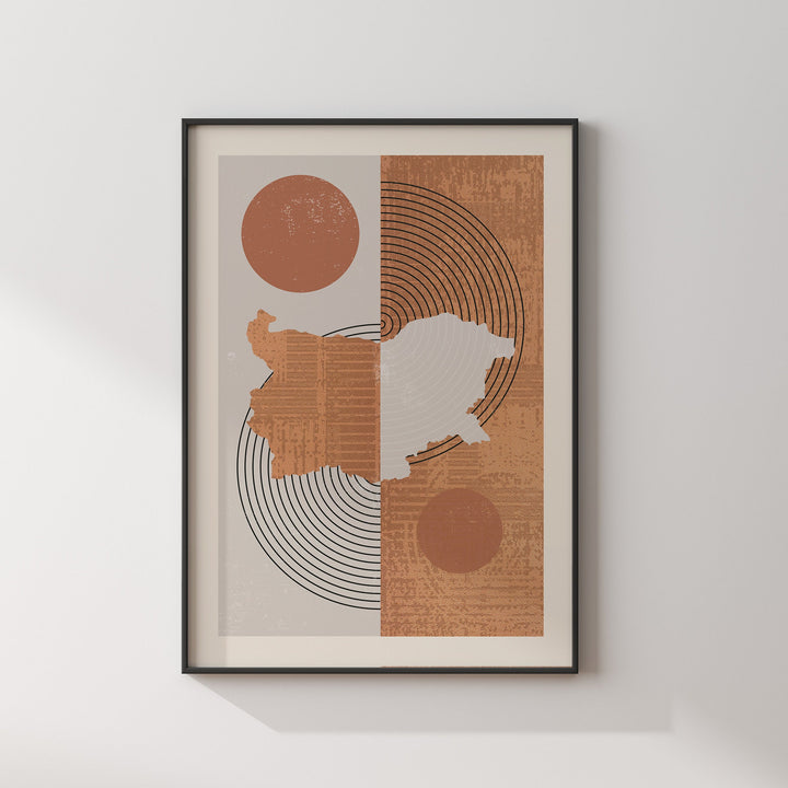 Bulgaria Map Wall Art Print | Boho Mid Century