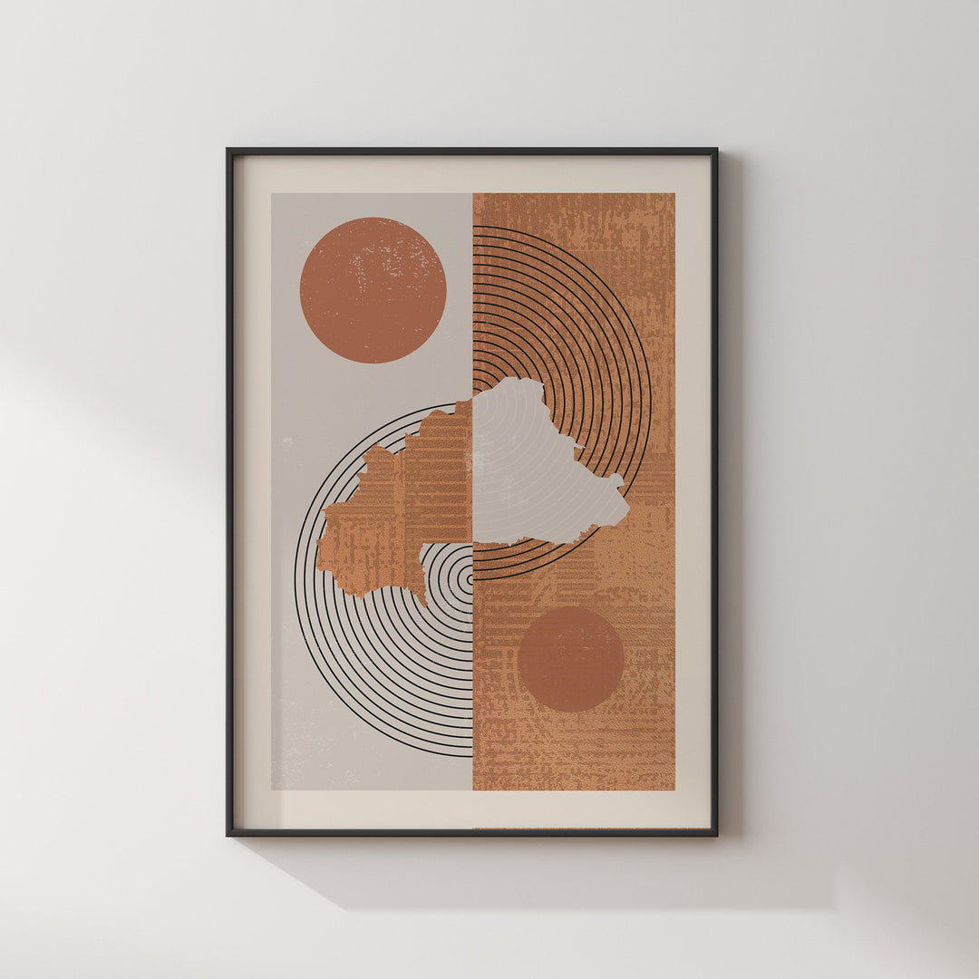 Burkina Faso Map Wall Art Print | Boho Mid Century