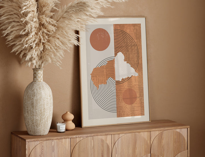 Central African Republic Map Wall Art Print | Boho Mid Century
