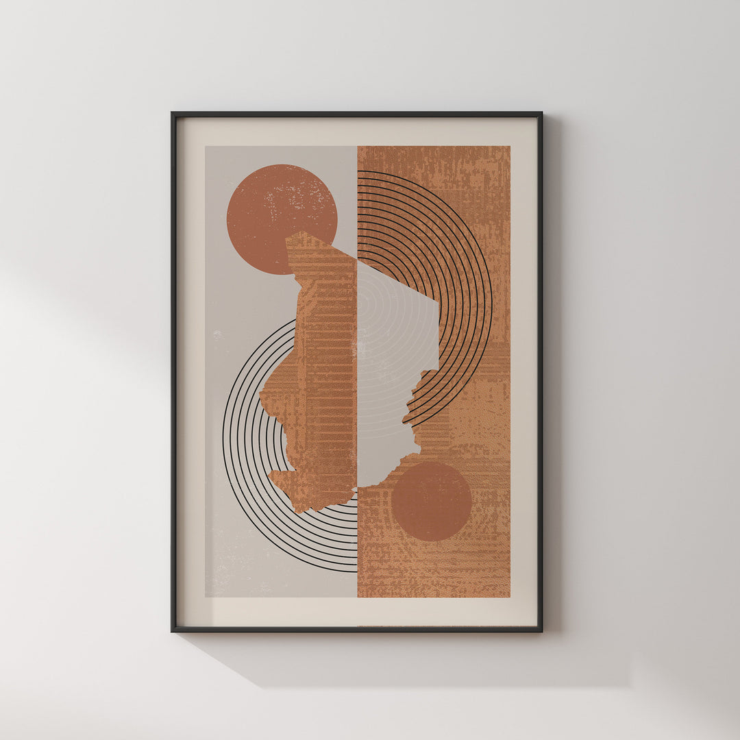 Chad Map Wall Art Print | Boho Mid Century